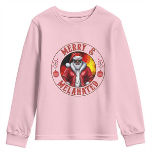 Black Santa Merry And Melanated Youth Sweatshirt Christmas Holiday Gift TS12 Light Pink Print Your Wear