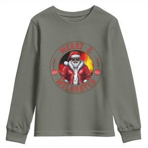 Black Santa Merry And Melanated Youth Sweatshirt Christmas Holiday Gift TS12 Military Green Print Your Wear