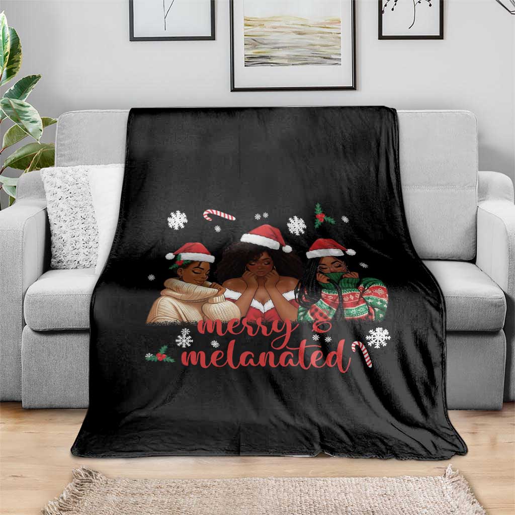 Melanin Christmas Throw Blanket Merry And Melanated Holiday Gift For Girl TS12 Print Your Wear