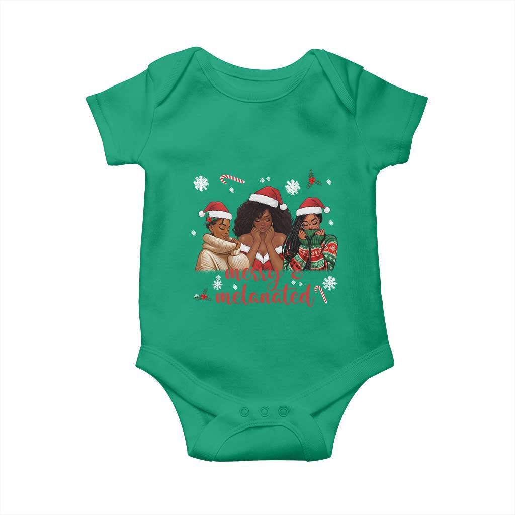 Melanin Christmas Baby Onesie Merry And Melanated Holiday Gift For Girl TS12 Irish Green Print Your Wear