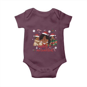 Melanin Christmas Baby Onesie Merry And Melanated Holiday Gift For Girl TS12 Maroon Print Your Wear