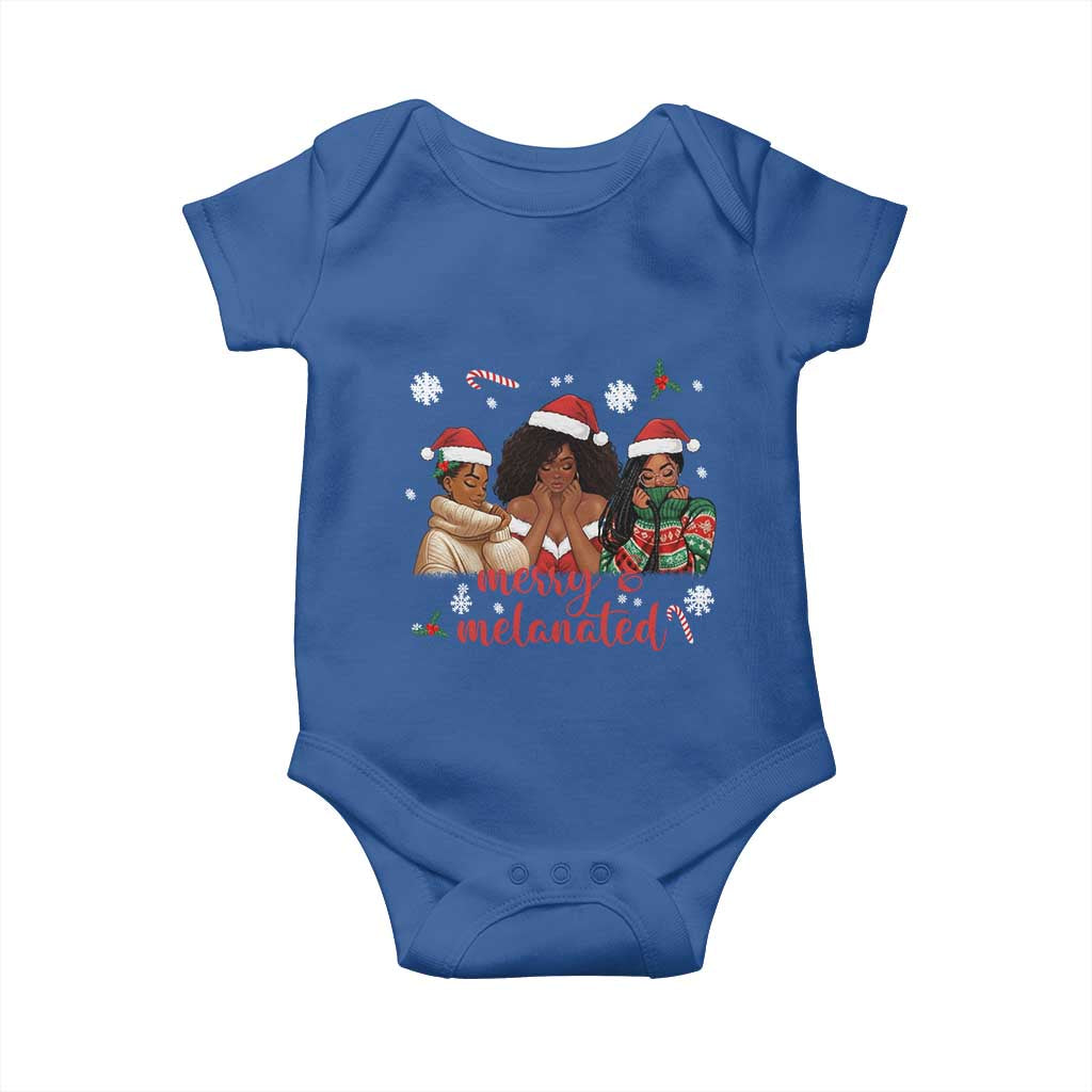 Melanin Christmas Baby Onesie Merry And Melanated Holiday Gift For Girl TS12 Royal Blue Print Your Wear