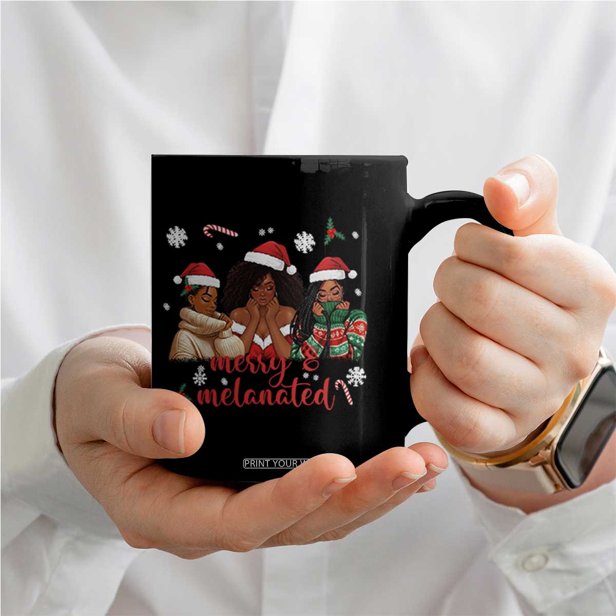 Melanin Christmas Coffee Mug Merry And Melanated Holiday Gift For Girl TS12 Print Your Wear