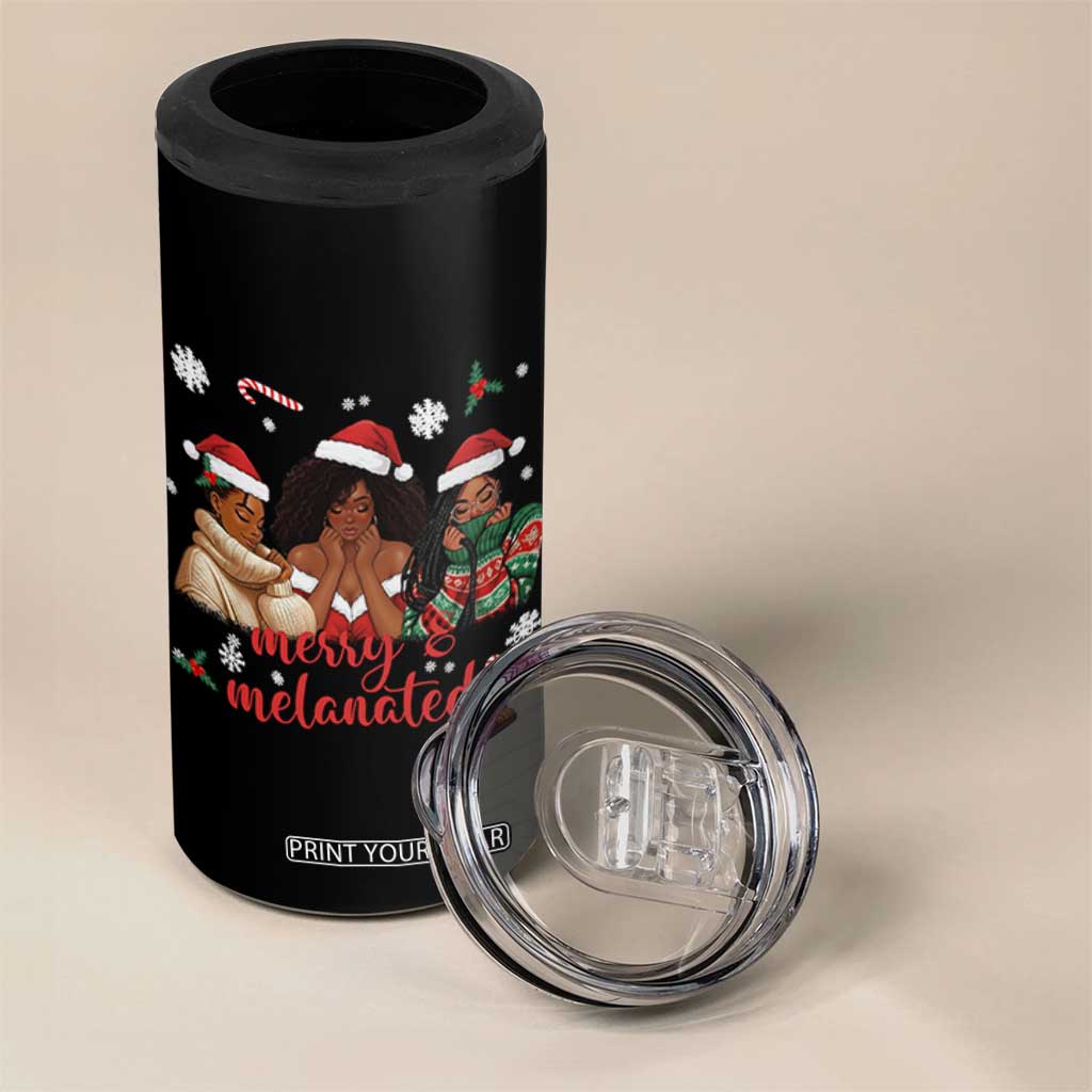 Melanin Christmas 4 in 1 Can Cooler Tumbler Merry And Melanated Holiday Gift For Girl TS12 Print Your Wear