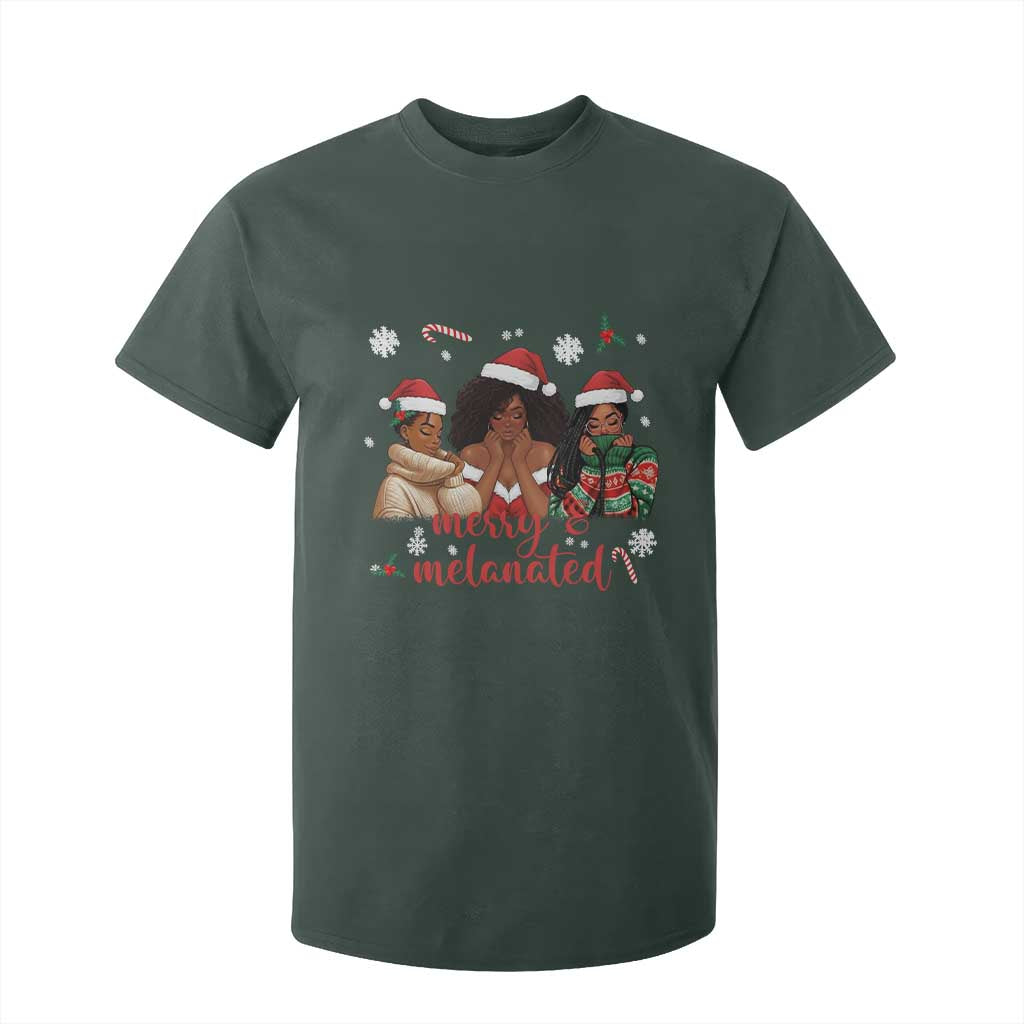 Melanin Christmas T Shirt For Kid Merry And Melanated Holiday Gift For Girl TS12 Dark Forest Green Print Your Wear