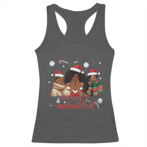 Melanin Christmas Racerback Tank Top Merry And Melanated Holiday Gift For Girl TS12 Dark Heather Print Your Wear