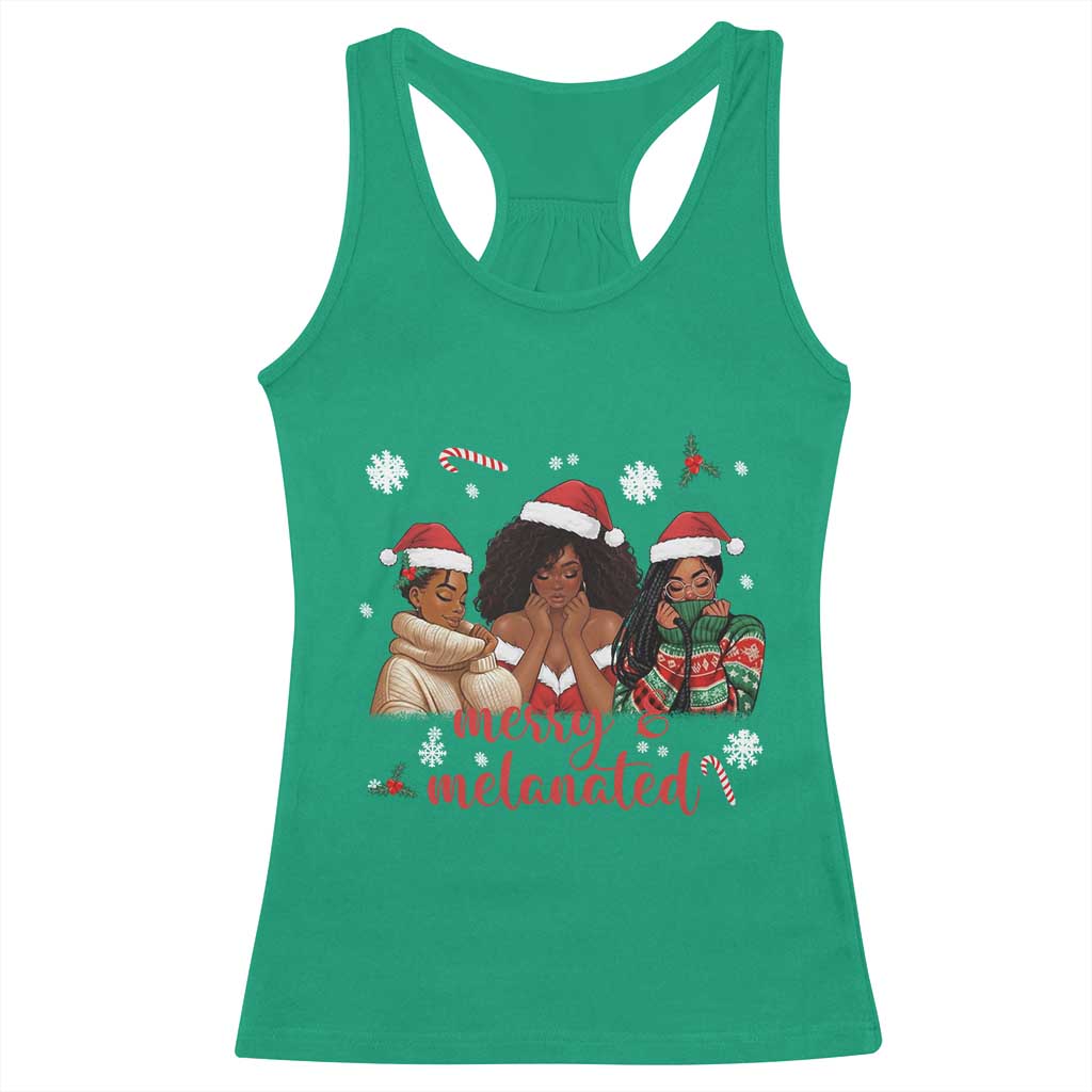 Melanin Christmas Racerback Tank Top Merry And Melanated Holiday Gift For Girl TS12 Irish Green Print Your Wear