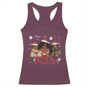 Melanin Christmas Racerback Tank Top Merry And Melanated Holiday Gift For Girl TS12 Maroon Print Your Wear