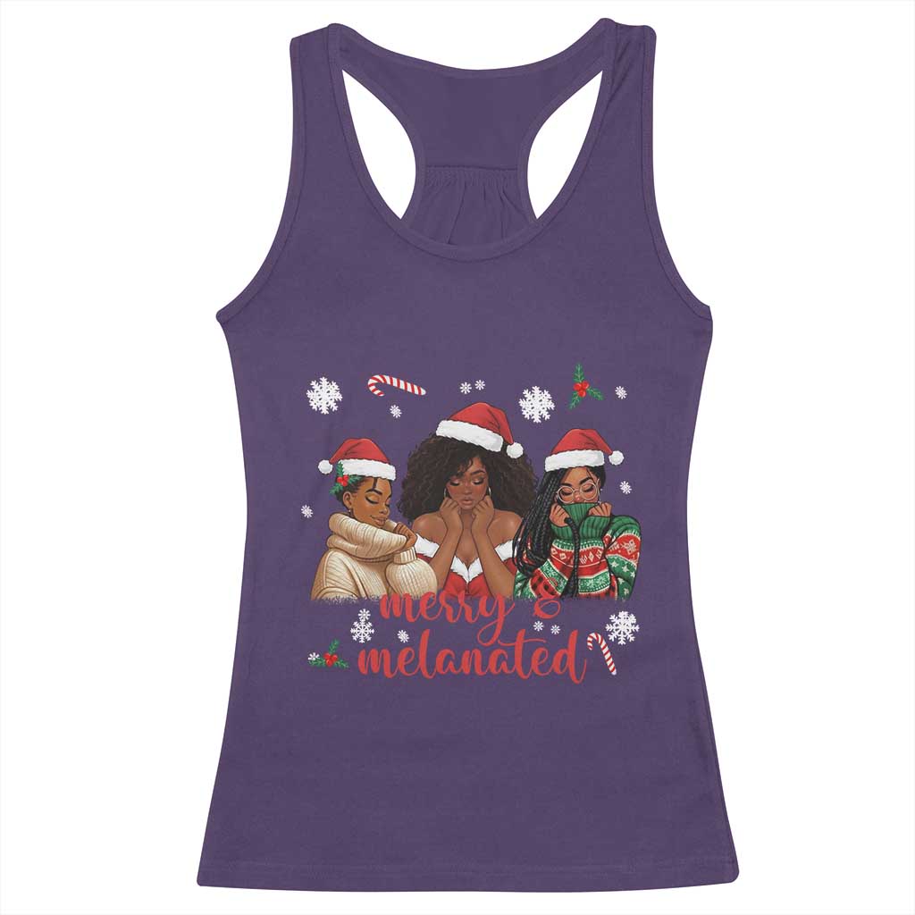 Melanin Christmas Racerback Tank Top Merry And Melanated Holiday Gift For Girl TS12 Purple Print Your Wear
