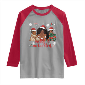 Melanin Christmas Raglan Shirt Merry And Melanated Holiday Gift For Girl TS12 Sport Gray Red Print Your Wear
