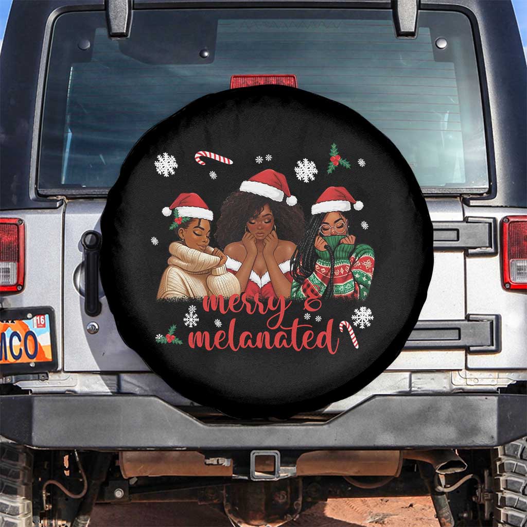 Melanin Christmas Spare Tire Cover Merry And Melanated Holiday Gift For Girl TS12 No hole Black Print Your Wear
