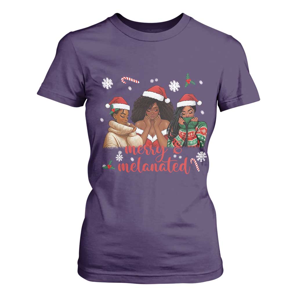 Melanin Christmas T Shirt For Women Merry And Melanated Holiday Gift For Girl TS12 Purple Print Your Wear