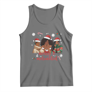 Melanin Christmas Tank Top Merry And Melanated Holiday Gift For Girl TS12 Black Heather Print Your Wear