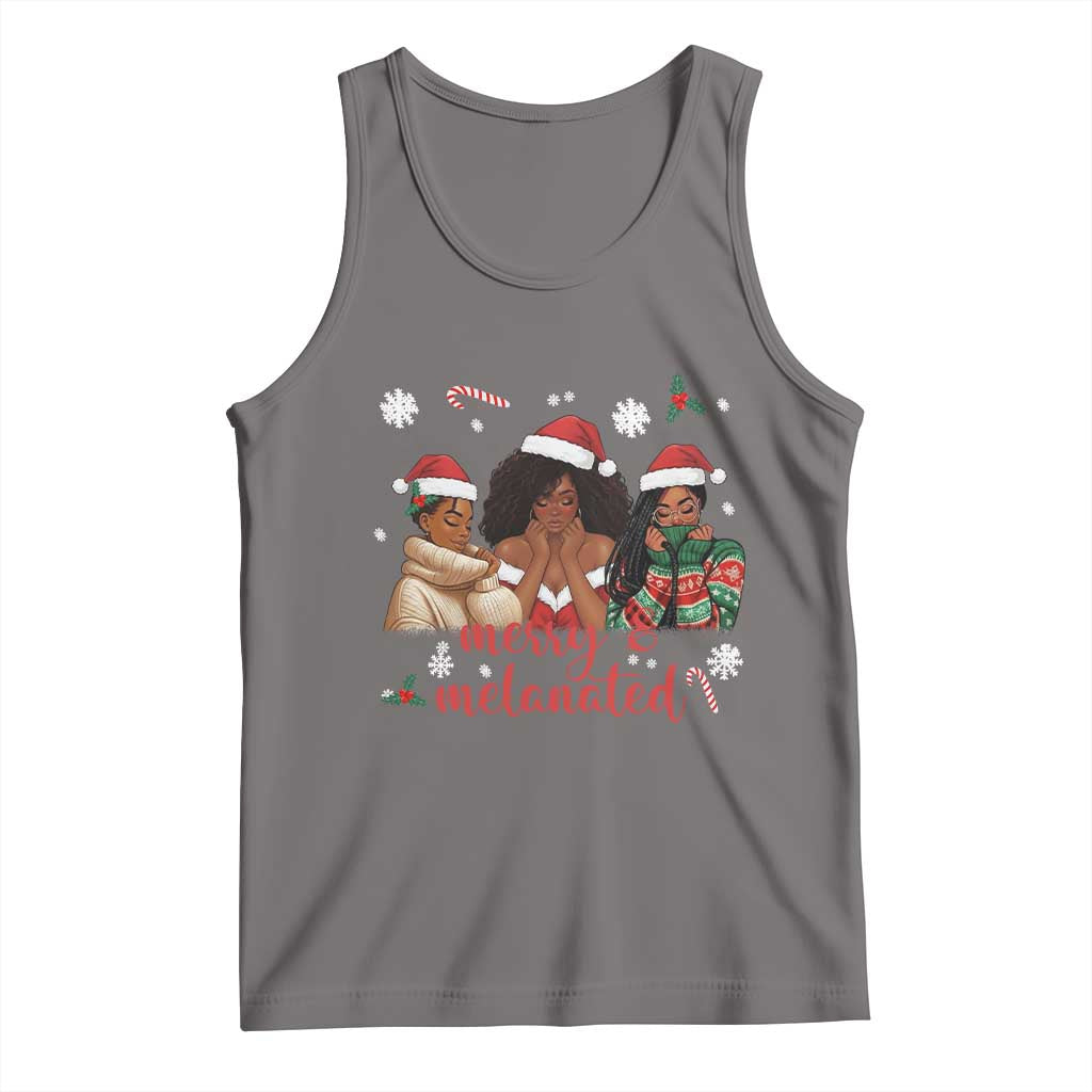 Melanin Christmas Tank Top Merry And Melanated Holiday Gift For Girl TS12 Deep Heather Print Your Wear