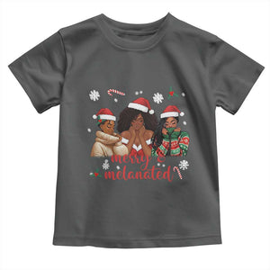 Melanin Christmas Toddler T Shirt Merry And Melanated Holiday Gift For Girl TS12 Dark Heather Print Your Wear