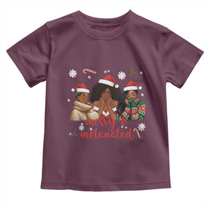 Melanin Christmas Toddler T Shirt Merry And Melanated Holiday Gift For Girl TS12 Maroon Print Your Wear