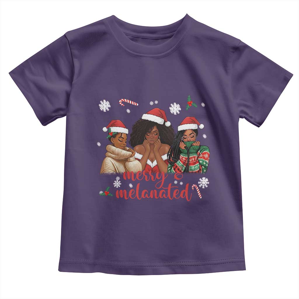 Melanin Christmas Toddler T Shirt Merry And Melanated Holiday Gift For Girl TS12 Purple Print Your Wear