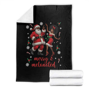 African American Christmas Throw Blanket Funny Dancing Black Santa And Mrs Claus Merry And Melanated TS12 Black Print Your Wear