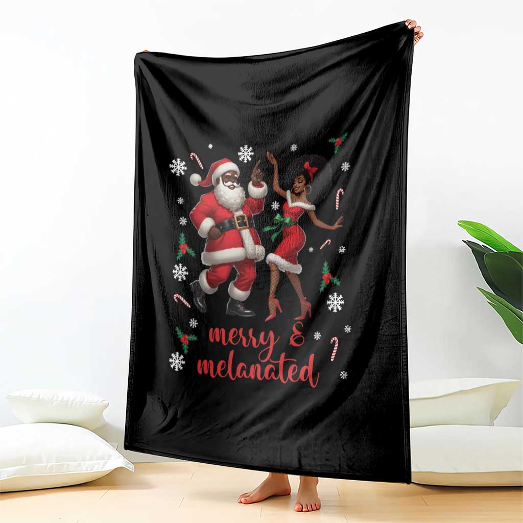 African American Christmas Throw Blanket Funny Dancing Black Santa And Mrs Claus Merry And Melanated TS12 Print Your Wear