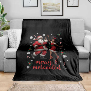 African American Christmas Throw Blanket Funny Dancing Black Santa And Mrs Claus Merry And Melanated TS12 Print Your Wear
