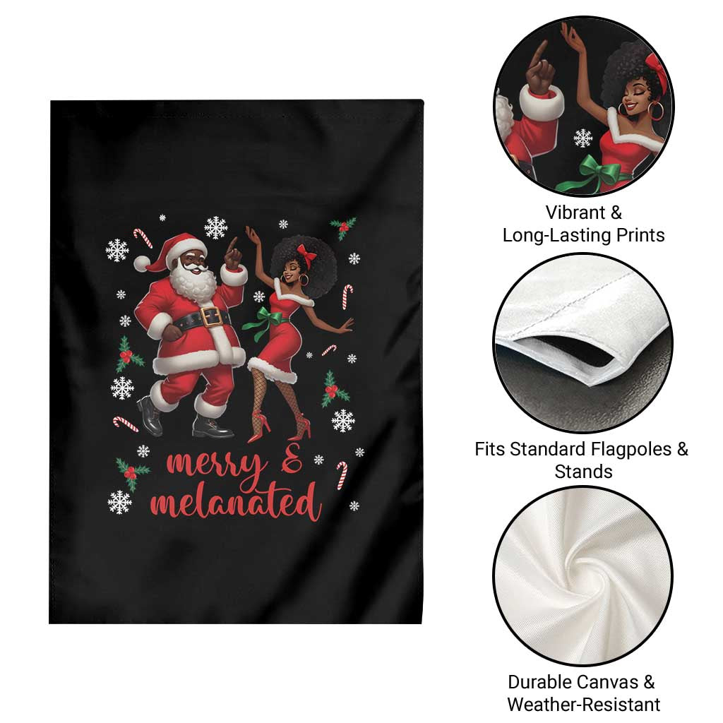 African American Christmas Garden Flag Funny Dancing Black Santa And Mrs Claus Merry And Melanated TS12 Print Your Wear
