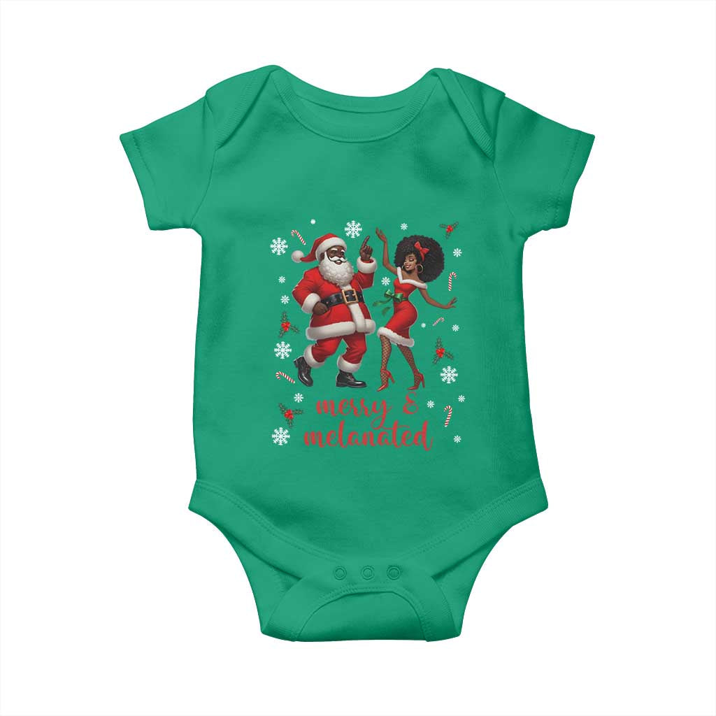 African American Christmas Baby Onesie Funny Dancing Black Santa And Mrs Claus Merry And Melanated TS12 Irish Green Print Your Wear