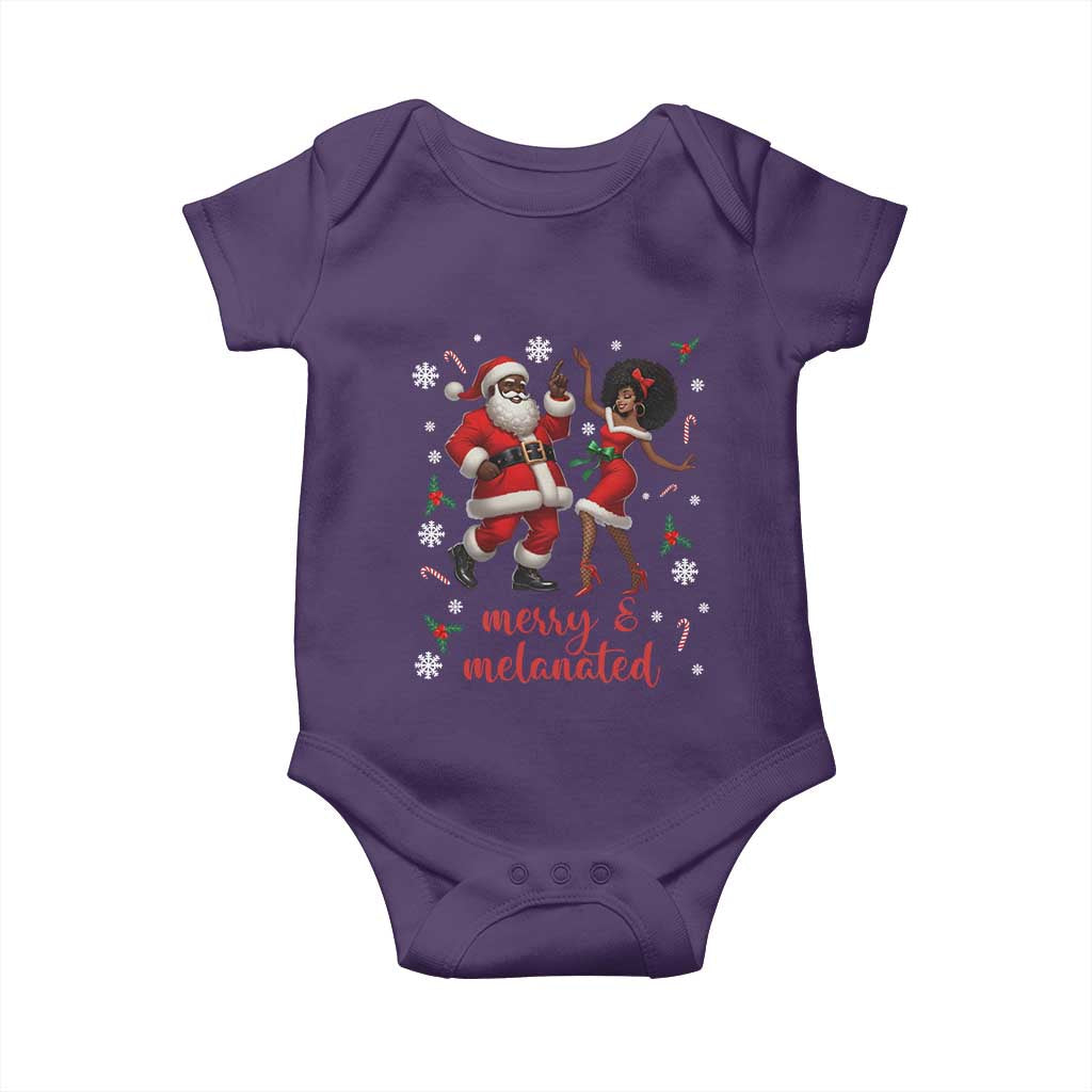 African American Christmas Baby Onesie Funny Dancing Black Santa And Mrs Claus Merry And Melanated TS12 Purple Print Your Wear