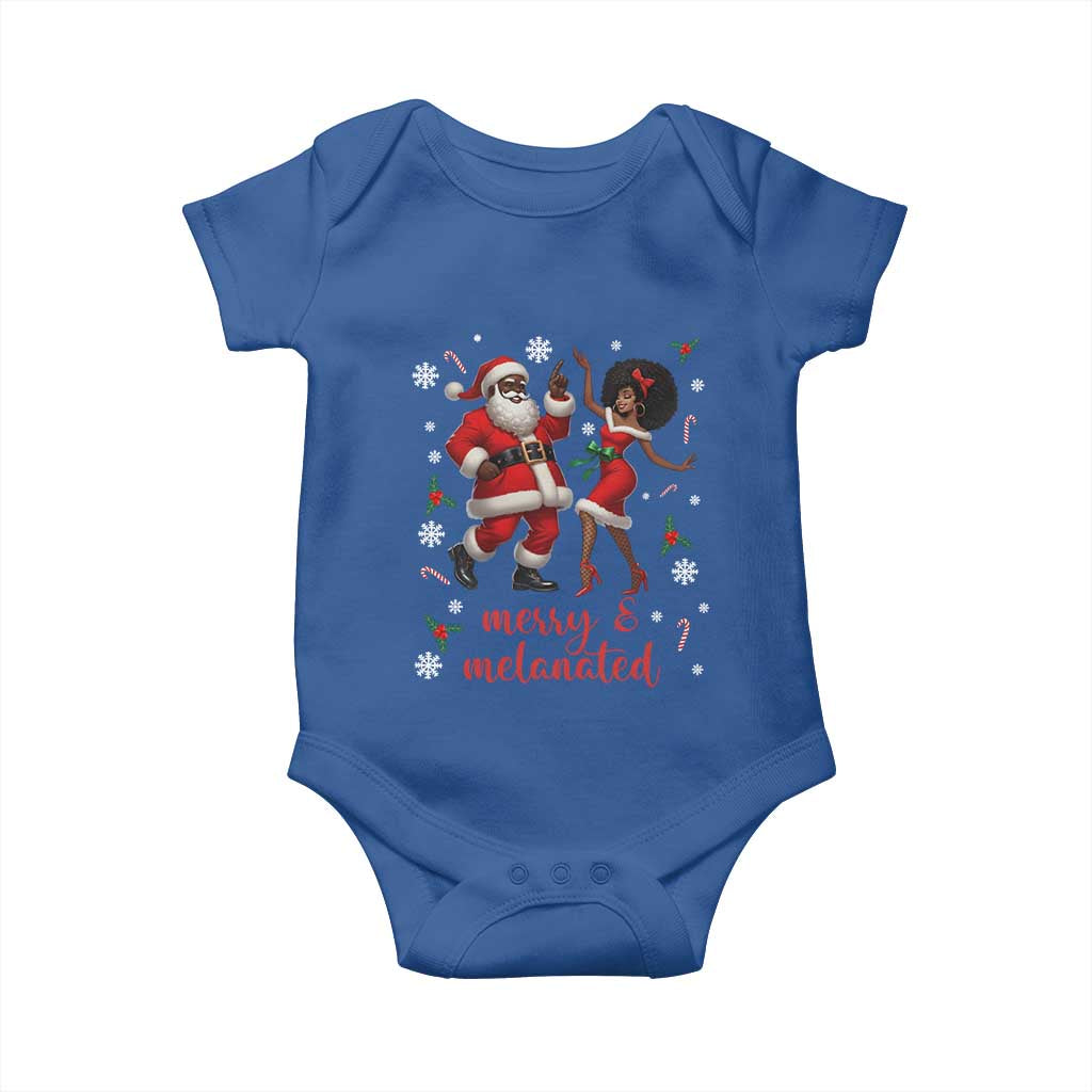 African American Christmas Baby Onesie Funny Dancing Black Santa And Mrs Claus Merry And Melanated TS12 Royal Blue Print Your Wear