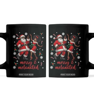 African American Christmas Coffee Mug Funny Dancing Black Santa And Mrs Claus Merry And Melanated TS12 Black Print Your Wear
