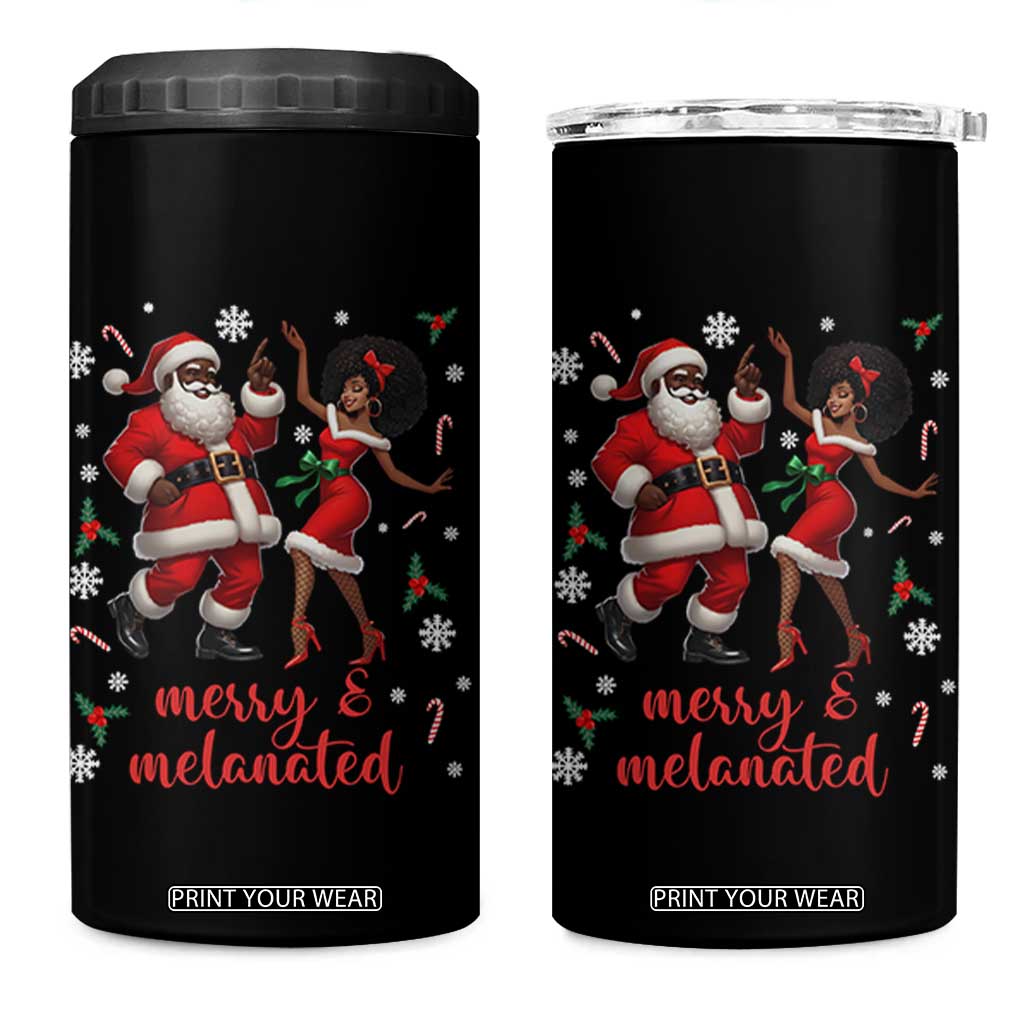 African American Christmas 4 in 1 Can Cooler Tumbler Funny Dancing Black Santa And Mrs Claus Merry And Melanated TS12 One Size: 16 oz Black Print Your Wear