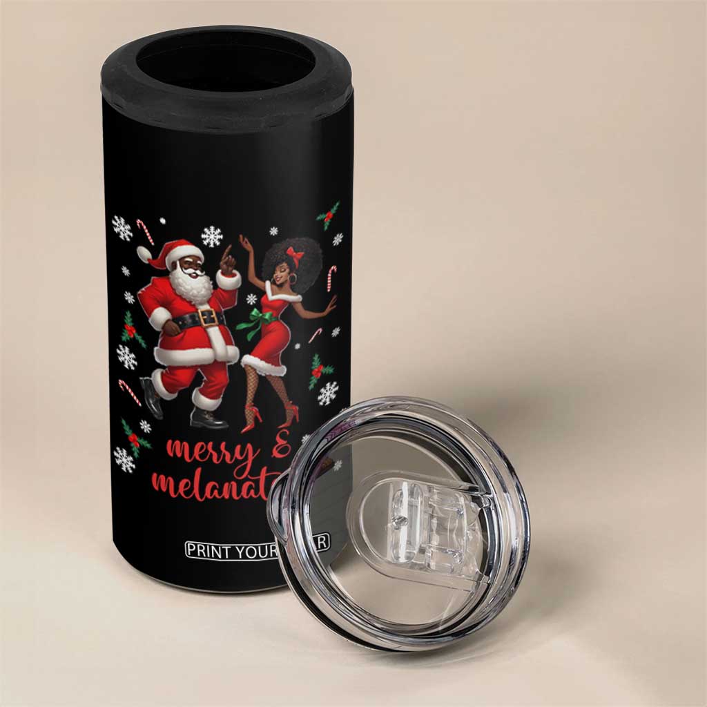 African American Christmas 4 in 1 Can Cooler Tumbler Funny Dancing Black Santa And Mrs Claus Merry And Melanated TS12 Print Your Wear