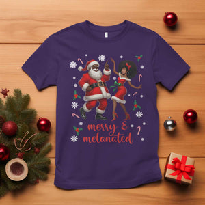 African American Christmas T Shirt Funny Dancing Black Santa And Mrs Claus Merry And Melanated TS12 Purple Print Your Wear