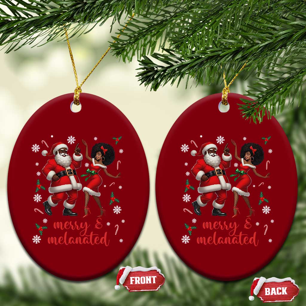 African American Christmas Ceramic Ornament Funny Dancing Black Santa And Mrs Claus Merry And Melanated TS12 Print Your Wear