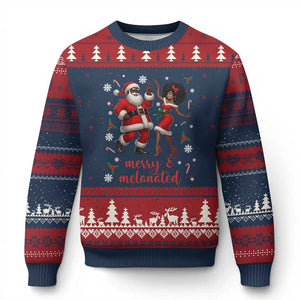 African American Xmas Ugly Christmas Sweater Funny Dancing Black Santa And Mrs Claus Merry And Melanated TS12 Navy Red Print Your Wear