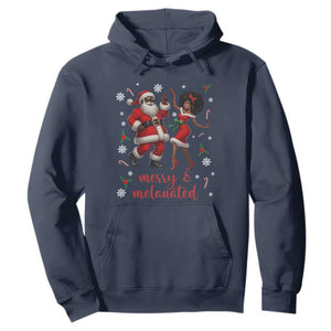 African American Christmas Hoodie Funny Dancing Black Santa And Mrs Claus Merry And Melanated TS12 Navy Print Your Wear