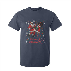 African American Christmas T Shirt For Kid Funny Dancing Black Santa And Mrs Claus Merry And Melanated TS12 Navy Print Your Wear