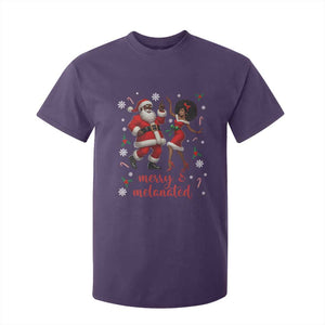 African American Christmas T Shirt For Kid Funny Dancing Black Santa And Mrs Claus Merry And Melanated TS12 Purple Print Your Wear