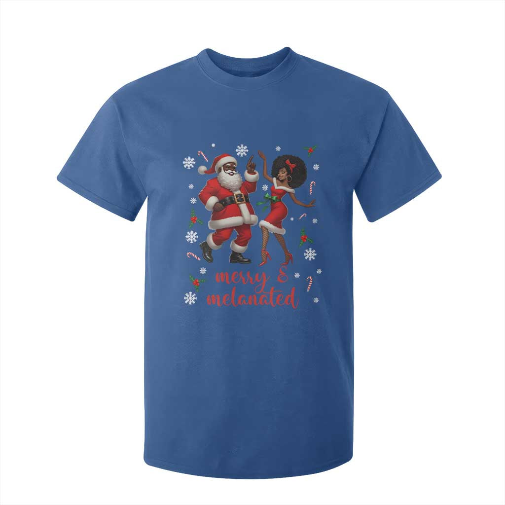 African American Christmas T Shirt For Kid Funny Dancing Black Santa And Mrs Claus Merry And Melanated TS12 Royal Blue Print Your Wear