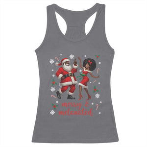 African American Christmas Racerback Tank Top Funny Dancing Black Santa And Mrs Claus Merry And Melanated TS12 Charcoal Print Your Wear