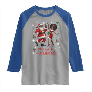 African American Christmas Raglan Shirt Funny Dancing Black Santa And Mrs Claus Merry And Melanated TS12 Sport Gray Royal Print Your Wear