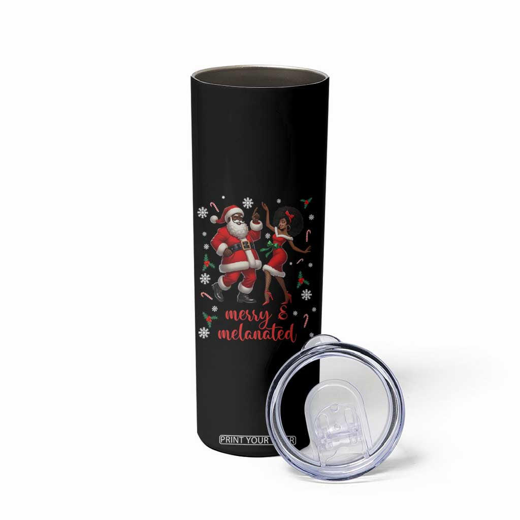 African American Christmas Skinny Tumbler Funny Dancing Black Santa And Mrs Claus Merry And Melanated TS12 Print Your Wear