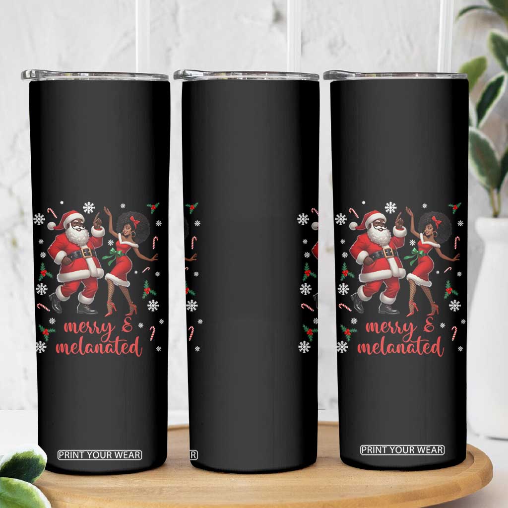 African American Christmas Skinny Tumbler Funny Dancing Black Santa And Mrs Claus Merry And Melanated TS12 Print Your Wear
