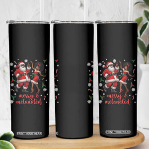 African American Christmas Skinny Tumbler Funny Dancing Black Santa And Mrs Claus Merry And Melanated TS12 Print Your Wear