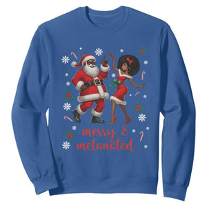 African American Christmas Sweatshirt Funny Dancing Black Santa And Mrs Claus Merry And Melanated TS12 Royal Blue Print Your Wear