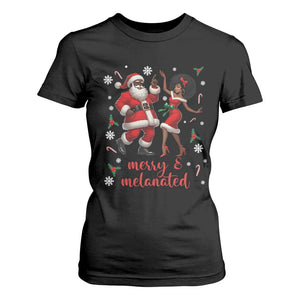 African American Christmas T Shirt For Women Funny Dancing Black Santa And Mrs Claus Merry And Melanated TS12 Black Print Your Wear