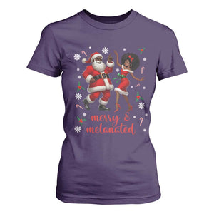 African American Christmas T Shirt For Women Funny Dancing Black Santa And Mrs Claus Merry And Melanated TS12 Purple Print Your Wear