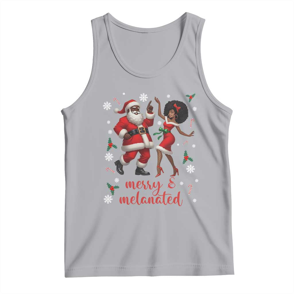African American Christmas Tank Top Funny Dancing Black Santa And Mrs Claus Merry And Melanated TS12 Athletic Heather Print Your Wear