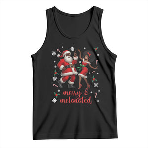 African American Christmas Tank Top Funny Dancing Black Santa And Mrs Claus Merry And Melanated TS12 Black Print Your Wear