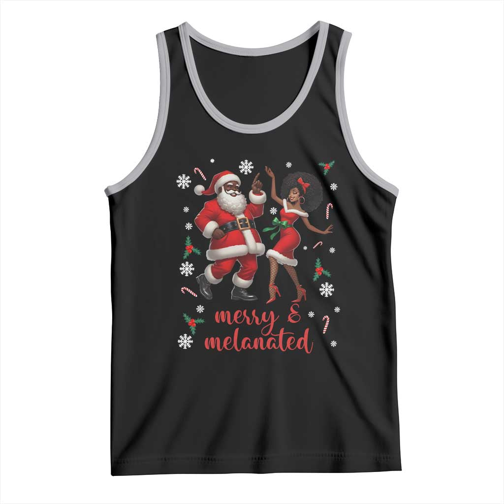 African American Christmas Tank Top Funny Dancing Black Santa And Mrs Claus Merry And Melanated TS12 Black Athletic Heather Print Your Wear