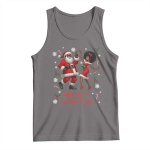 African American Christmas Tank Top Funny Dancing Black Santa And Mrs Claus Merry And Melanated TS12 Deep Heather Print Your Wear